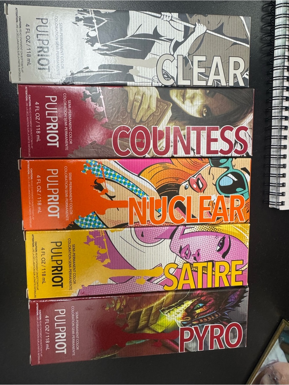 Pulpriot Hair Color Set — Clear, Countess, Nuclear, Satire, Pyro